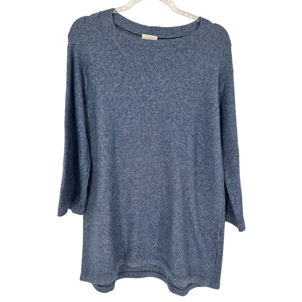 PURE JILL Sweater Women Medium Blue Knit 3/4 Sleeve Marled Boat Neck Pullover